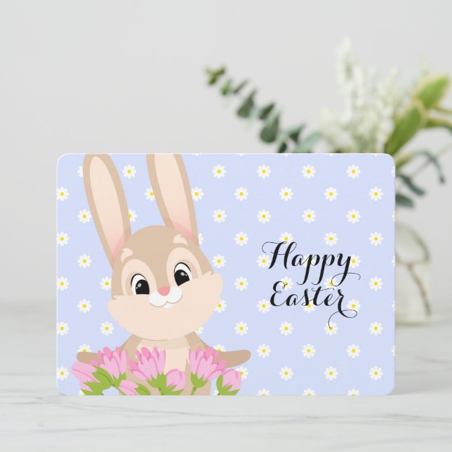 Tarjeta Festiva Feliz Conejo de Pascua (Anverso de pie)