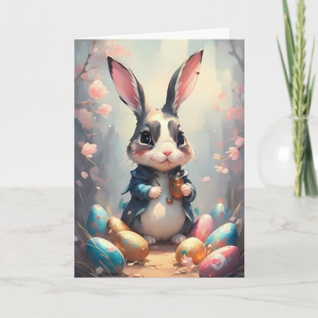 Tarjeta Festiva Feliz Conejo de Pascua (Anverso)