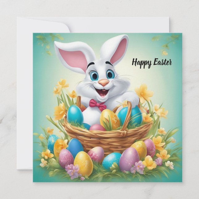 Tarjeta Festiva Feliz Conejo de Pascua (Anverso)