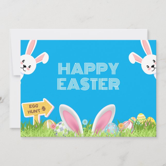 Tarjeta Festiva Feliz Conejo de Pascua (Anverso)
