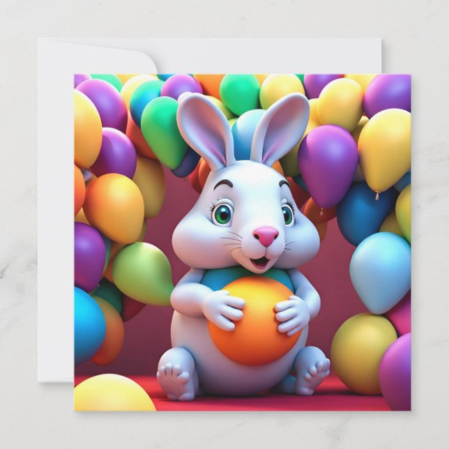 Tarjeta Festiva Feliz Conejo de Pascua (Anverso)