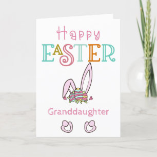 Tarjeta Festiva Feliz conejo de Pascua orejas y huevos Lindo