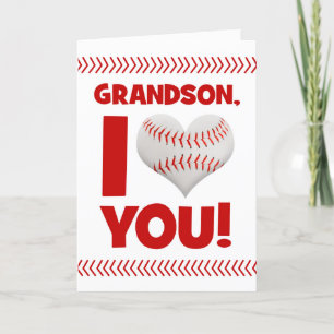 Tarjeta Festiva Feliz corazón de béisbol de nietos de San Valentín