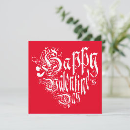 Tarjeta Festiva Feliz corazón de San Valentín en blanco y rojo