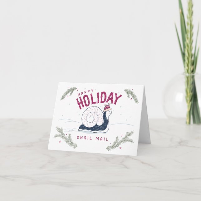 Tarjeta Festiva Feliz correo de caracol de feriado (Anverso)