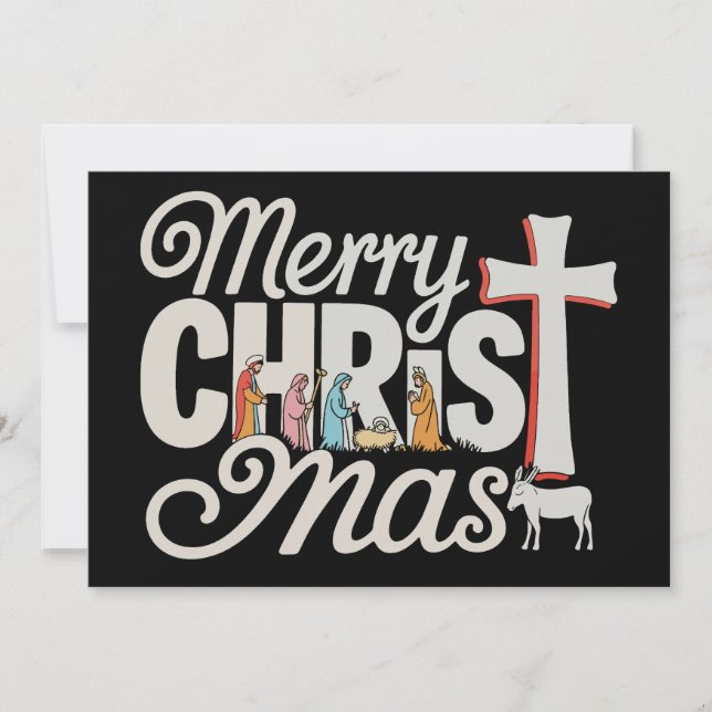 Tarjeta Festiva Feliz Cristo Mas Navidades cristianos Jesucristo N (Anverso)