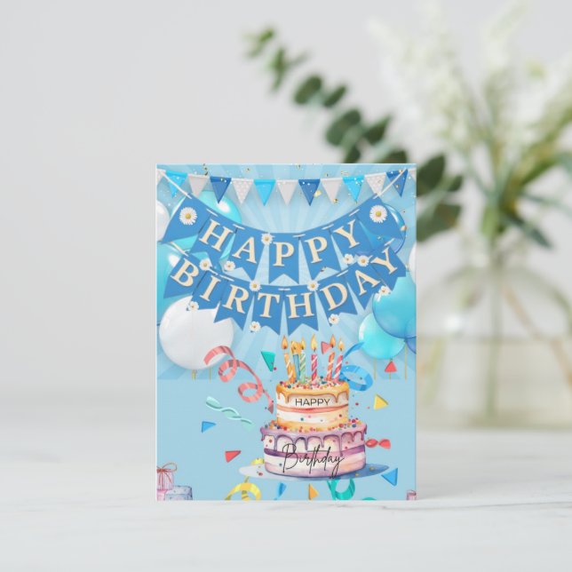 Tarjeta Festiva Feliz cumpleaños (Anverso de pie)