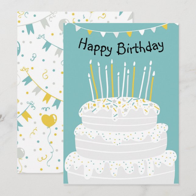 Tarjeta Festiva Feliz cumpleaños (Anverso / Reverso)