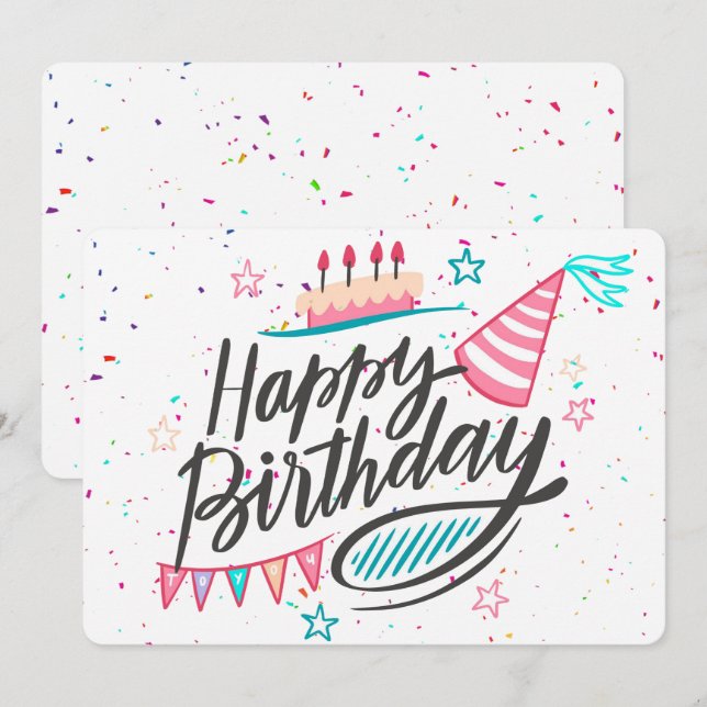 Tarjeta Festiva Feliz cumpleaños (Anverso / Reverso)