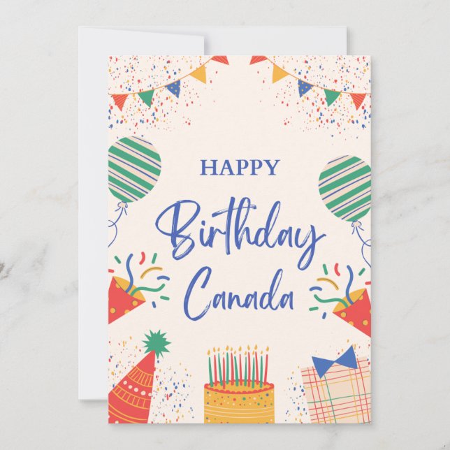 Tarjeta Festiva Feliz cumpleaños a Canadá (Anverso)