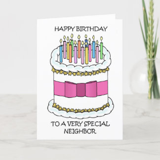 Tarjeta Festiva Feliz cumpleaños a la vecina ortografía norteameri