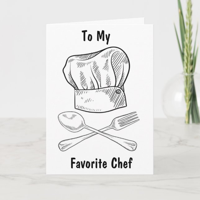 TARJETA FESTIVA FELIZ *CUMPLEAÑOS* A MI *FAVORITO CHEF* (Anverso)