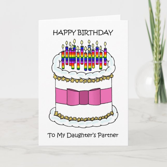 Tarjeta Festiva Feliz cumpleaños a pareja lesbiana de la hija (Anverso)