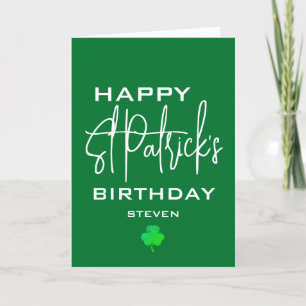 Tarjeta Festiva Feliz cumpleaños a St Patricks Shamrock personaliz