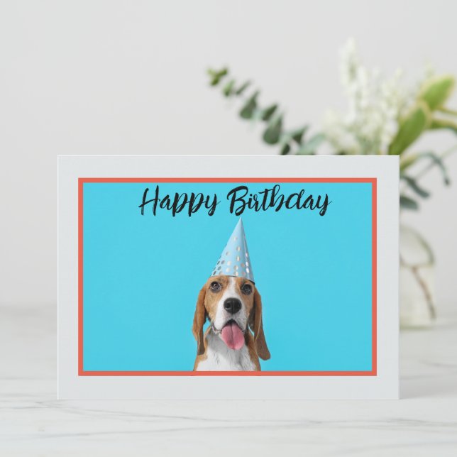 Tarjeta Festiva Feliz cumpleaños a tu mejor foto de perro amigo (Anverso de pie)