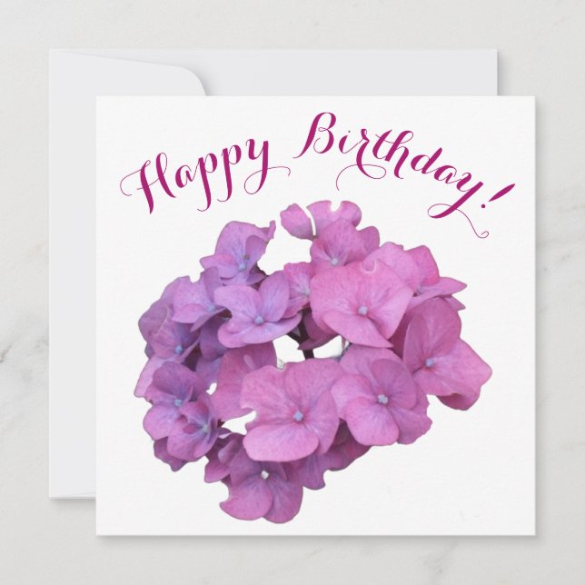 Tarjeta Festiva Feliz cumpleaños bonito flores rosadas elegante fl (Anverso)