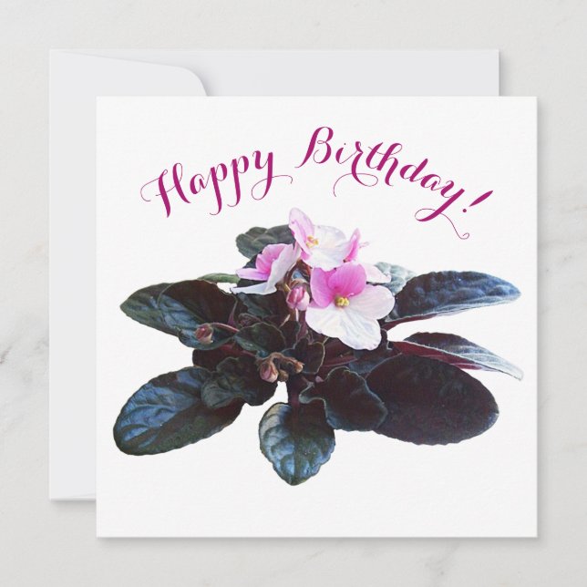 Tarjeta Festiva Feliz cumpleaños bonito flores rosadas elegante fl (Anverso)