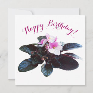 Tarjeta Festiva Feliz cumpleaños bonito flores rosadas elegante fl