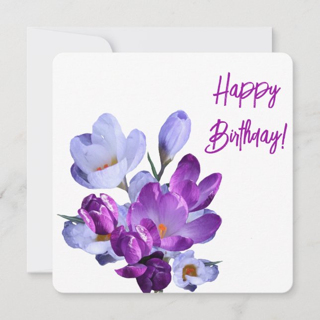 Tarjeta Festiva Feliz cumpleaños bonito morado floral hermosa dive (Anverso)
