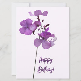 Tarjeta Festiva Feliz cumpleaños bonito morado floral simple flor
