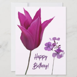 Tarjeta Festiva Feliz cumpleaños bonito rosa morado floral moderno