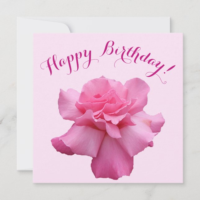 Tarjeta Festiva Feliz cumpleaños bonito rosa rosa elegante diversi (Anverso)