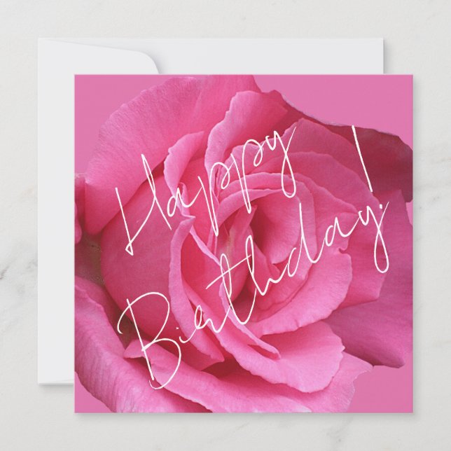 Tarjeta Festiva Feliz cumpleaños bonito rosa rosa floral boho eleg (Anverso)