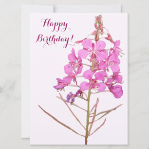 Tarjeta Festiva Feliz cumpleaños bonito rosa simple floral