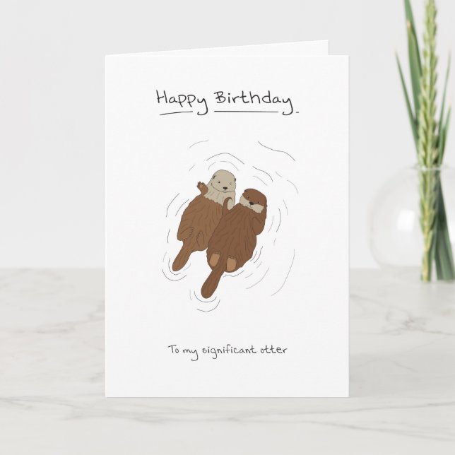 Tarjeta Festiva Feliz Cumpleaños - Carta de Otters (Anverso)