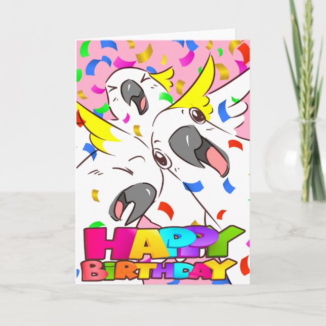 Tarjeta Festiva Feliz cumpleaños Cockatoo (Anverso)