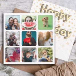 Tarjeta Festiva Feliz cumpleaños Collage de fotos y globo de oro t