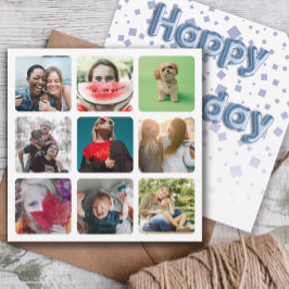 Tarjeta Festiva Feliz cumpleaños Collage de fotos y globo texto