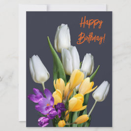 Tarjeta Festiva Feliz cumpleaños colorido tulip crocus floral