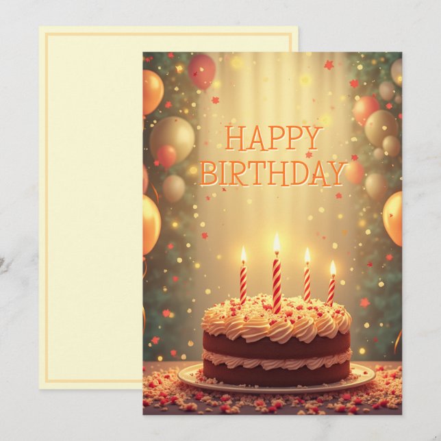 Tarjeta Festiva Feliz cumpleaños con pastel v0.2 (Anverso / Reverso)
