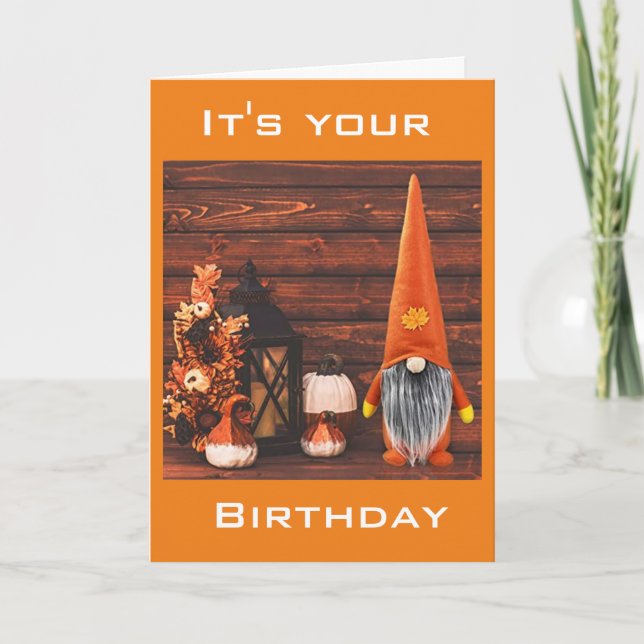 TARJETA FESTIVA FELIZ CUMPLEAÑOS DE CUTE GNOME (Anverso)