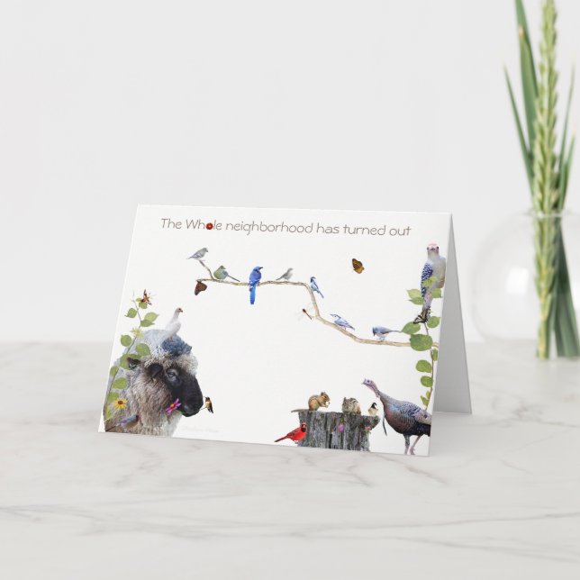 Tarjeta Festiva Feliz cumpleaños de la vecindad entera (Anverso)