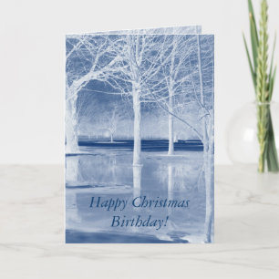 Tarjeta Festiva Feliz cumpleaños de Navidades al hielo