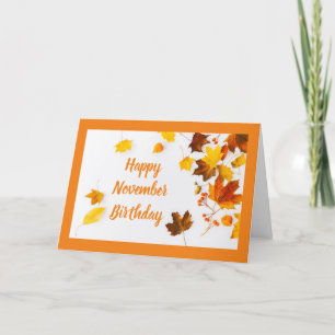 TARJETA FESTIVA FELIZ "CUMPLEAÑOS DE NOVIEMBRE" BEAUTUFL AUTUMN