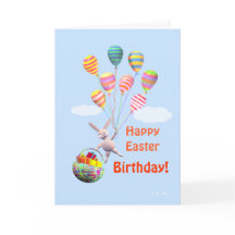 Feliz cumpleaños de Pascua Bunny y Globos