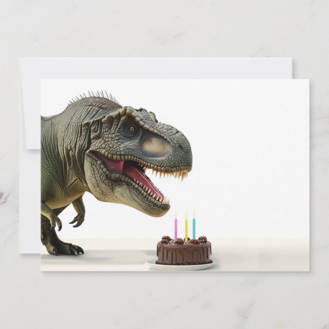 Tarjeta Festiva Feliz cumpleaños de T-Rex (Anverso)