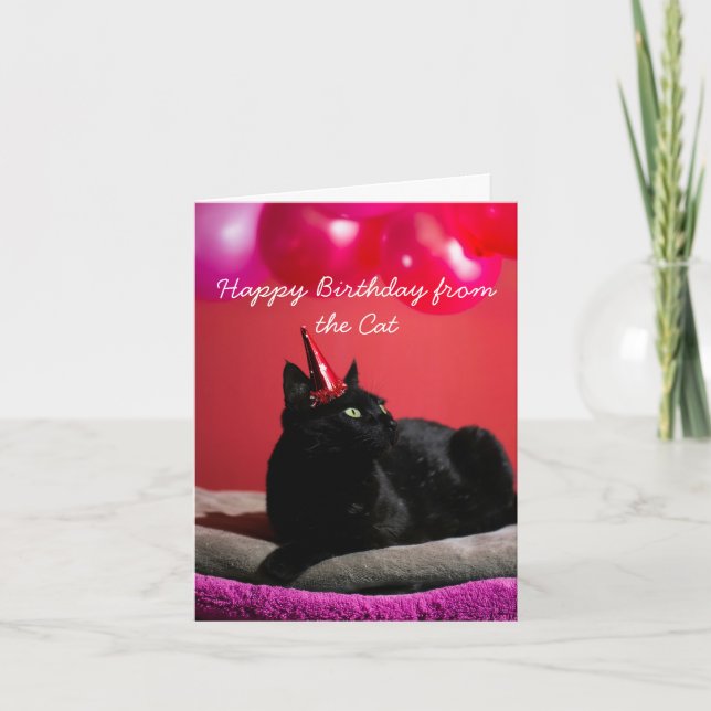 Tarjeta Festiva Feliz cumpleaños del gato (Anverso)