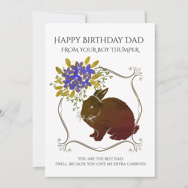 Tarjeta Festiva Feliz cumpleaños desde el conejo (Anverso)