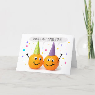 Tarjeta Festiva Feliz cumpleaños desde el humor de ambos Naranjas