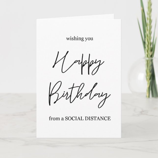 Tarjeta Festiva Feliz cumpleaños desde la distancia social (Anverso)