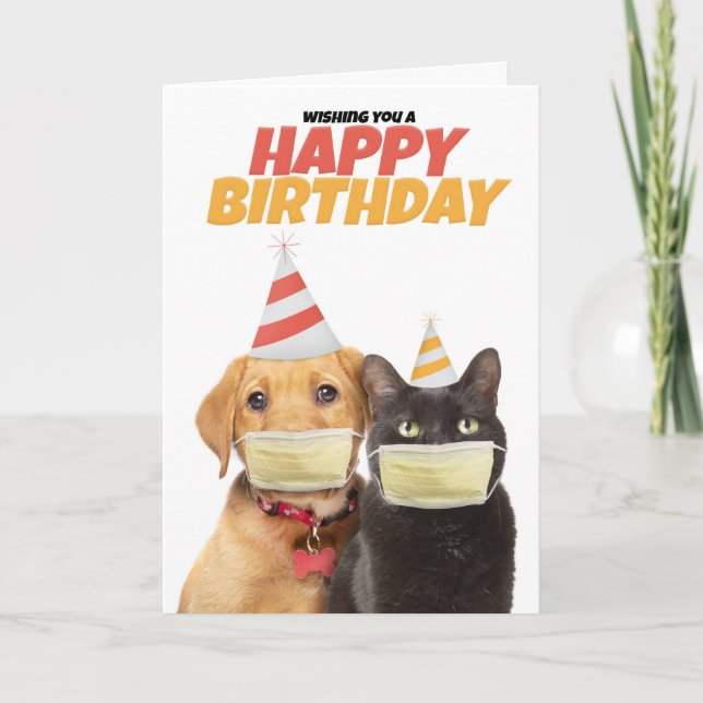 Tarjeta Festiva Feliz cumpleaños, Día Social de la DDIstancing Cat (Anverso)