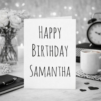 Tarjeta Festiva Feliz Cumpleaños en Blanco y Negro para Ella