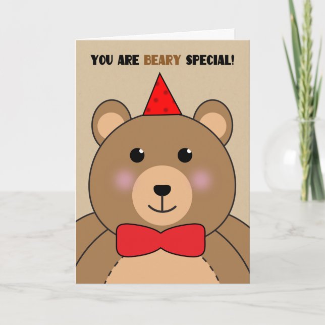 Tarjeta Festiva Feliz cumpleaños, eres un oso especial de peluche (Anverso)