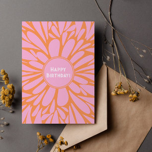 Tarjeta Festiva Feliz cumpleaños estallido floral naranja pastel r