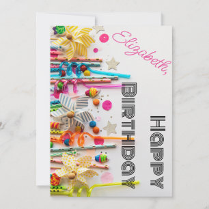 Tarjeta Festiva Feliz cumpleaños favorece el nombre del monograma 