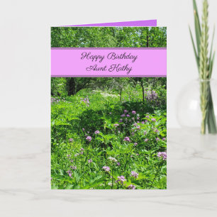 Tarjeta Festiva Feliz cumpleaños, flores de tía y transmisión